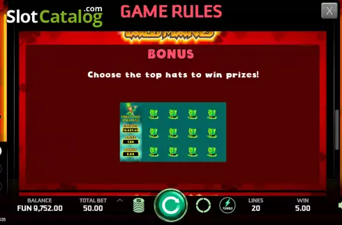 Bonus game screen. Talismanes slot