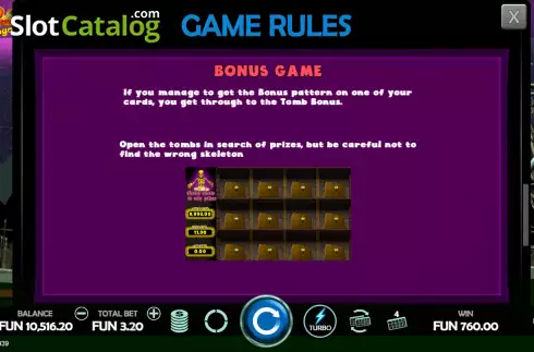 Bonus game screen. Bingo Halloween slot