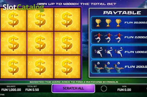 Game Screen. Football Pro Scratchcard slot