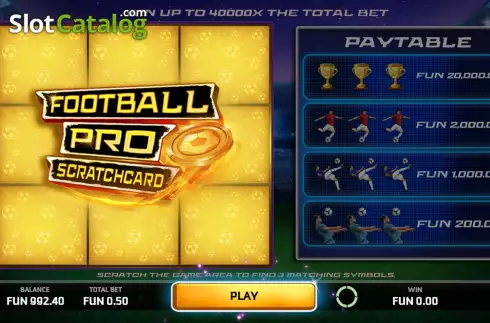 Start Screen. Football Pro Scratchcard slot