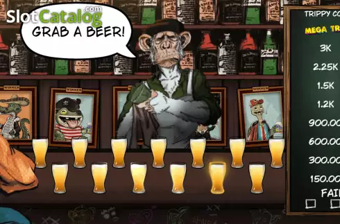 Grab a beer bonus screen. Paradise Trippies Bingo slot