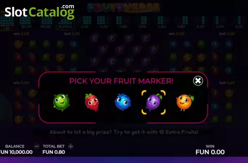 Start Game screen. Fruitverse slot