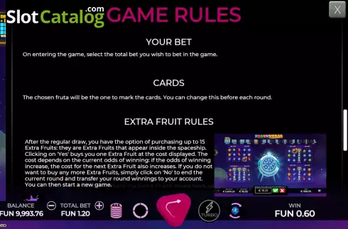 Game Rules screen 4. Fruitverse slot