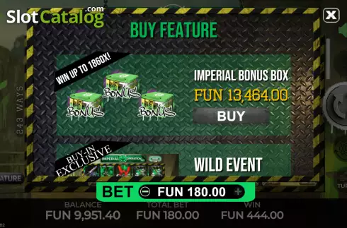 Buy feature screen. Imperial: Operation Rio slot