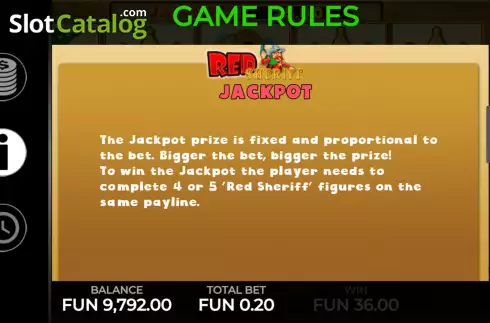 Jackpot screen. Red Sheriff slot