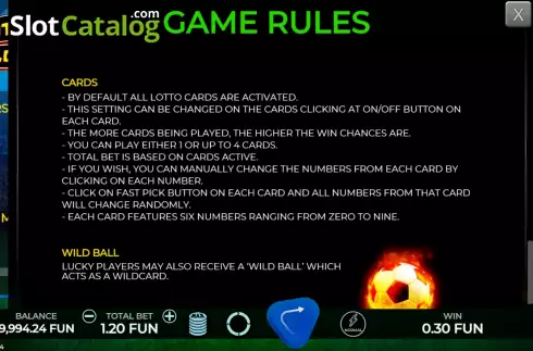 Game Rules screen 3. Football Lotto slot