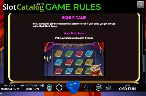 Pick Bonus Game screen. Dama da Fortuna Bingo slot