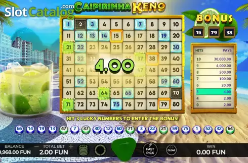 Win screen 2. Caipirinha Keno slot