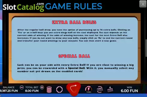 Game Rules screen 3. Bingo Pescaria slot