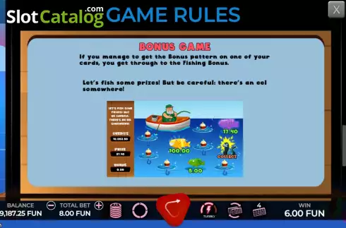 Game Rules screen 4. Bingo Pescaria slot