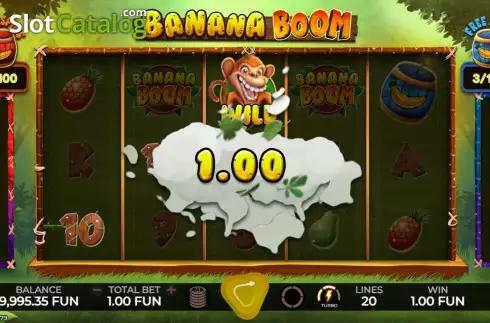 Win screen. Banana Boom slot