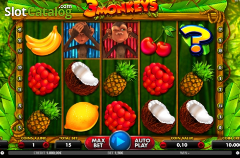 Reel screen. 3 Monkeys (Capecod Gaming) slot
