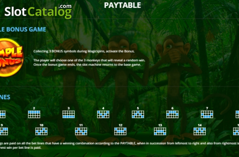 Paytable 4. 3 Monkeys (Capecod Gaming) slot