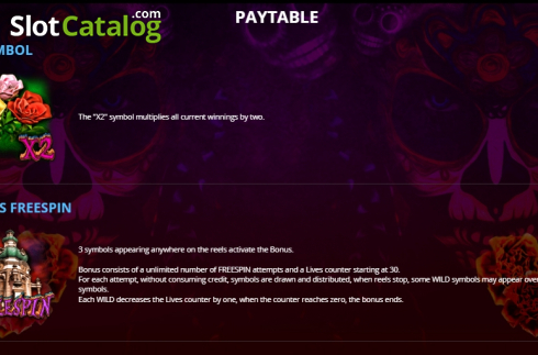 Paytable 3. Los Muertos (Capecod Gaming) slot