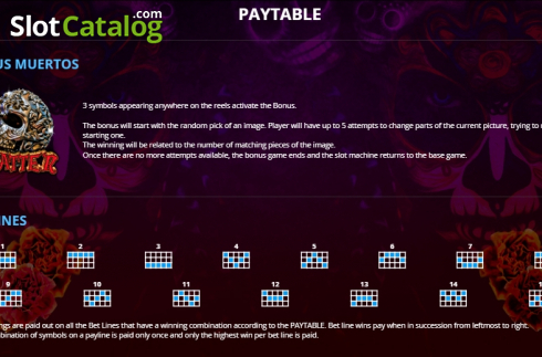 Paytable 4. Los Muertos (Capecod Gaming) slot