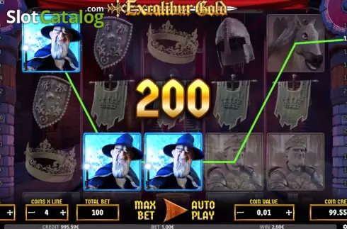 Win screen 2. Excalibur Gold slot