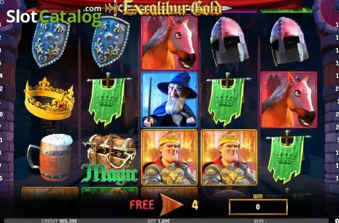 Free Spins screen 3. Excalibur Gold slot
