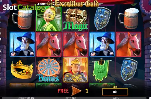 Free Spins screen 4. Excalibur Gold slot