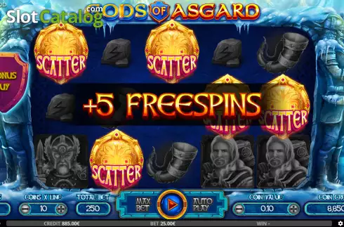 Win FS screen. Gods of Asgard slot