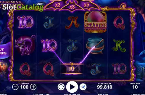 Win screen. Charming Witches slot