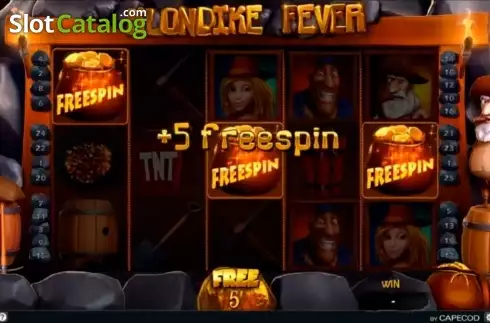 Free Spins screen. Klondike Fever slot