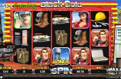 Skärm 1. Black Gold Texas Riches slot