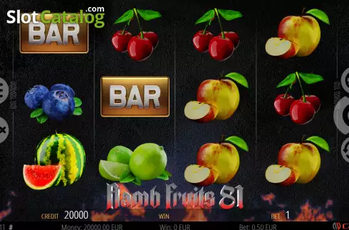Game screen. Flamb Fruits 81 slot