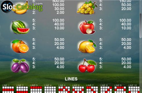 Paytable screen 2. Fruit Feast slot