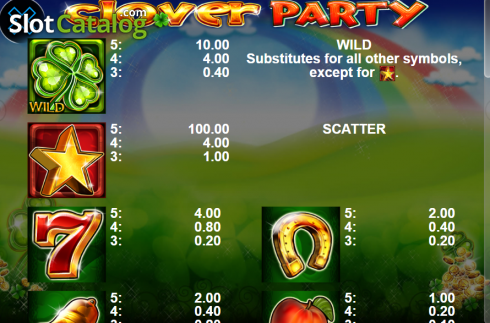 Paytable 1. Clover Party slot