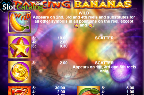 Paytable 1. Dancing Bananas slot