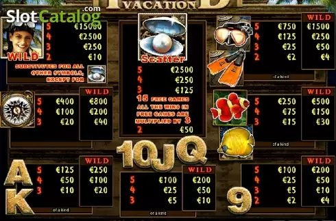 Tabla de pagos 1. Island Vacation Tragamonedas 