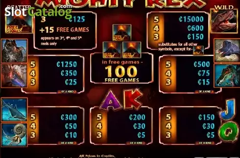 Paytable 1. Mighty Rex slot