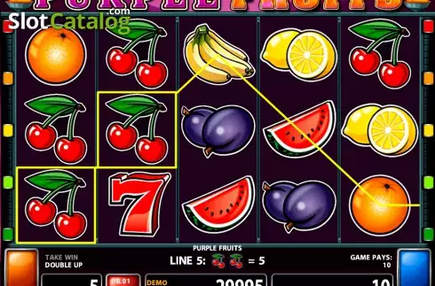 Win screen. Purple Fruits slot