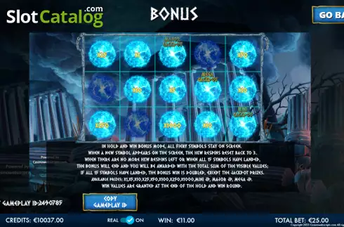 Hold and Win screen. Reels of Zeus - Godlike Hold and Win slot