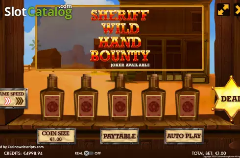 Game screen. Sheriff Wild Hand Video Poker slot