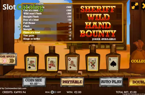 Ecran4. Sheriff Wild Hand Video Poker slot