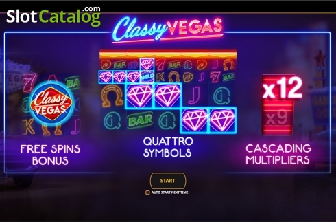 Intro screen. Classy Vegas slot