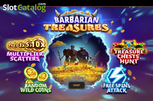 Start Screen. Barbarian Treasures slot