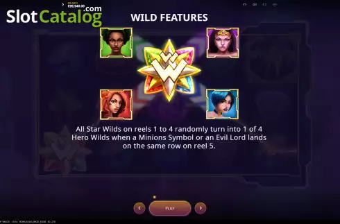 Wild features screen. League of Wilds slot