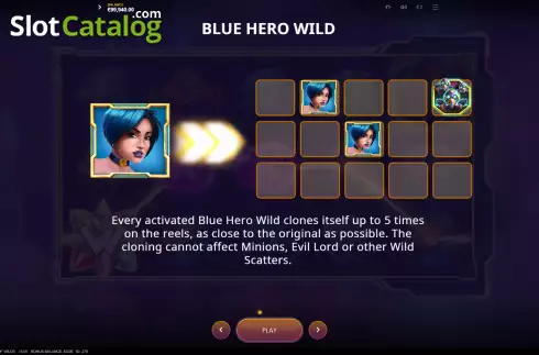 Blue Hero wild screen. League of Wilds slot