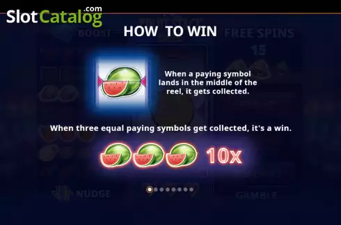 Rules screen. Fruit Stack One slot