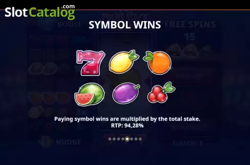 Symbol wins screen. Fruit Stack One slot