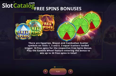 FS bonuses screen. Ages of Fortune slot