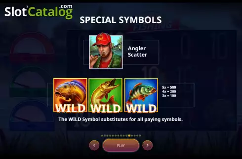 Special symbols screen. Big Fishing slot