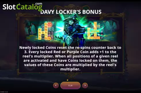 Bonus game rules screen. Pirates Hold Davy Locker's Coins slot