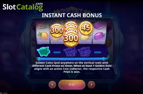 Game Features screen. Fruit Stack Cash Machine slot