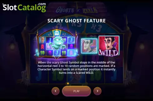 Game Features screen. Ghosts N' Reels slot