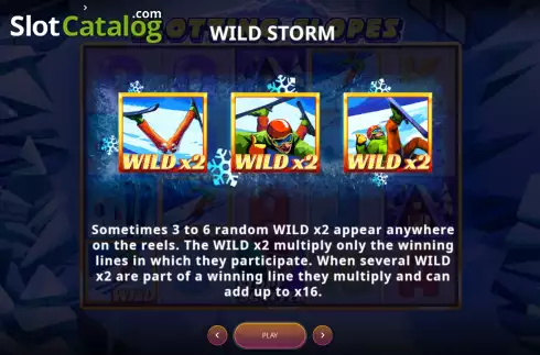 Wild Sorm screen. Slotting Slopes slot