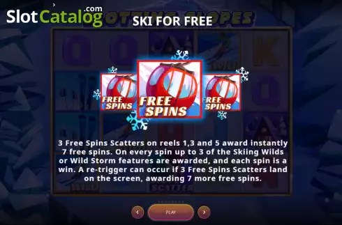 Ski for free feature screen. Slotting Slopes slot
