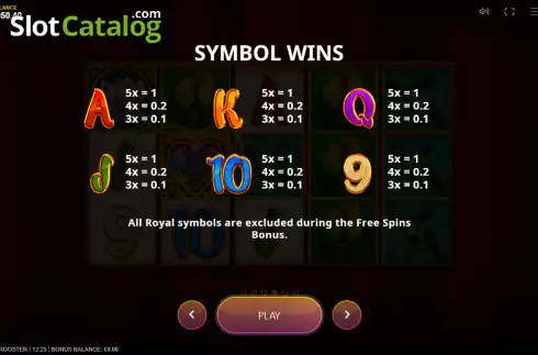 Paytable screen 3. Happy Rooster slot